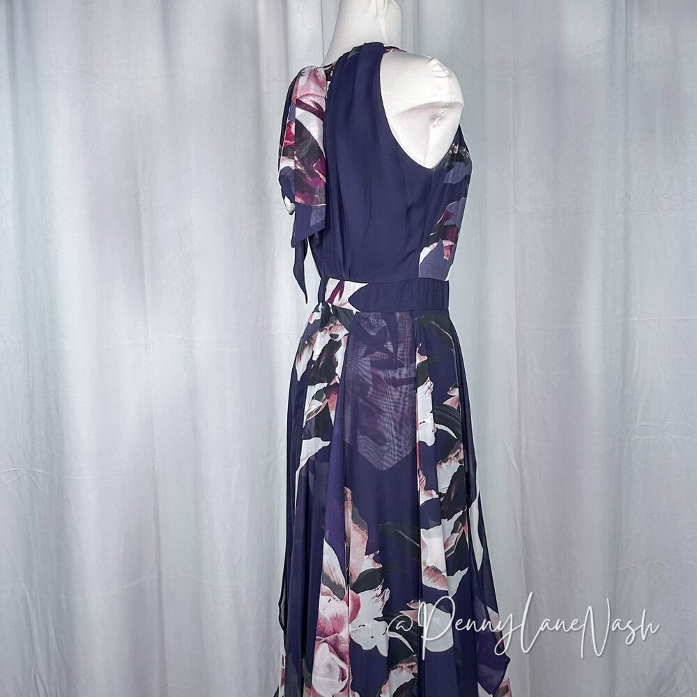 Betsy & Adam Floral Ruffled Chiffon Maxi Dress Size 2 - Picture 10 of 12
